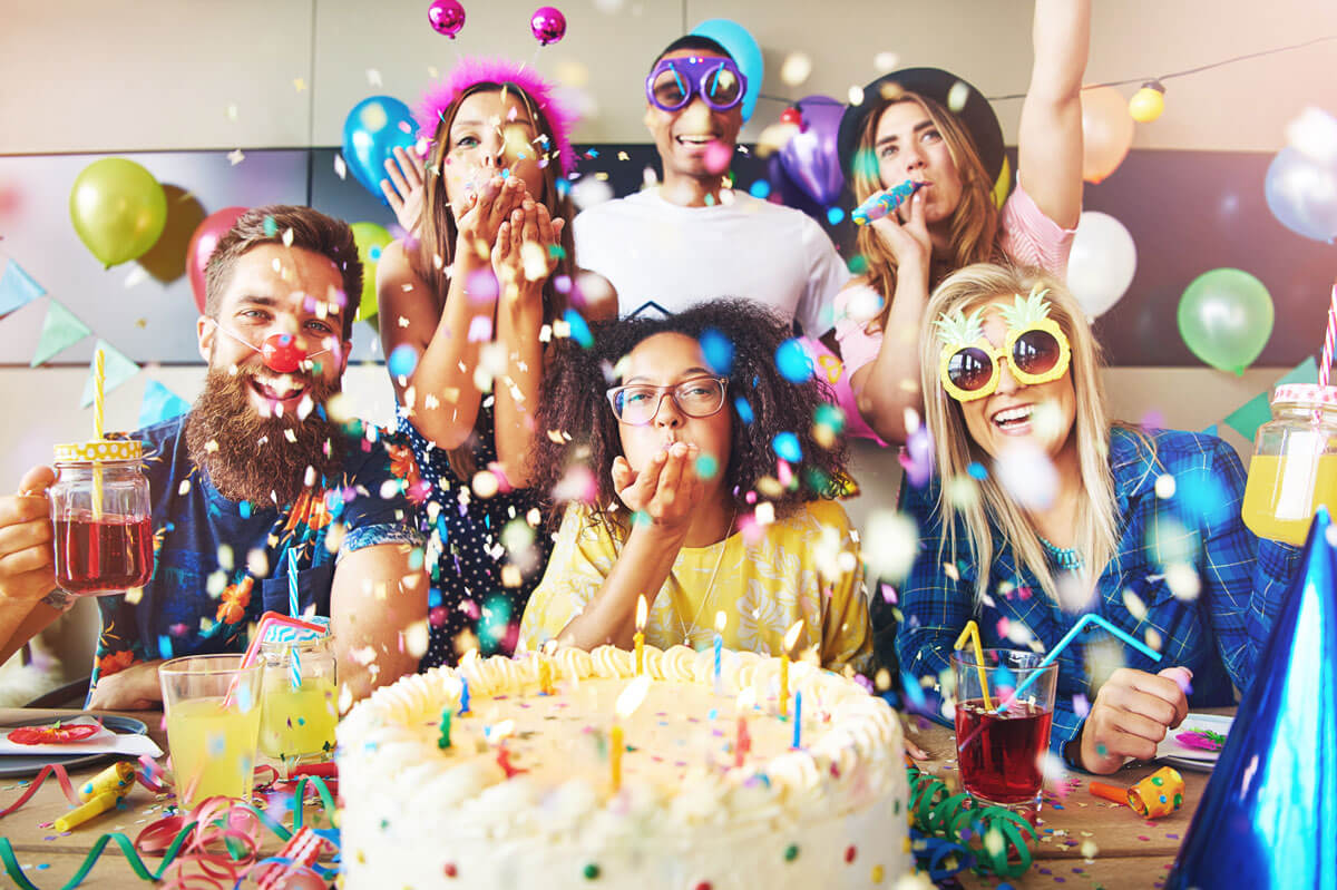 Confetti Flying Around Group Celebrating A Party PZSGJ5F 1 1